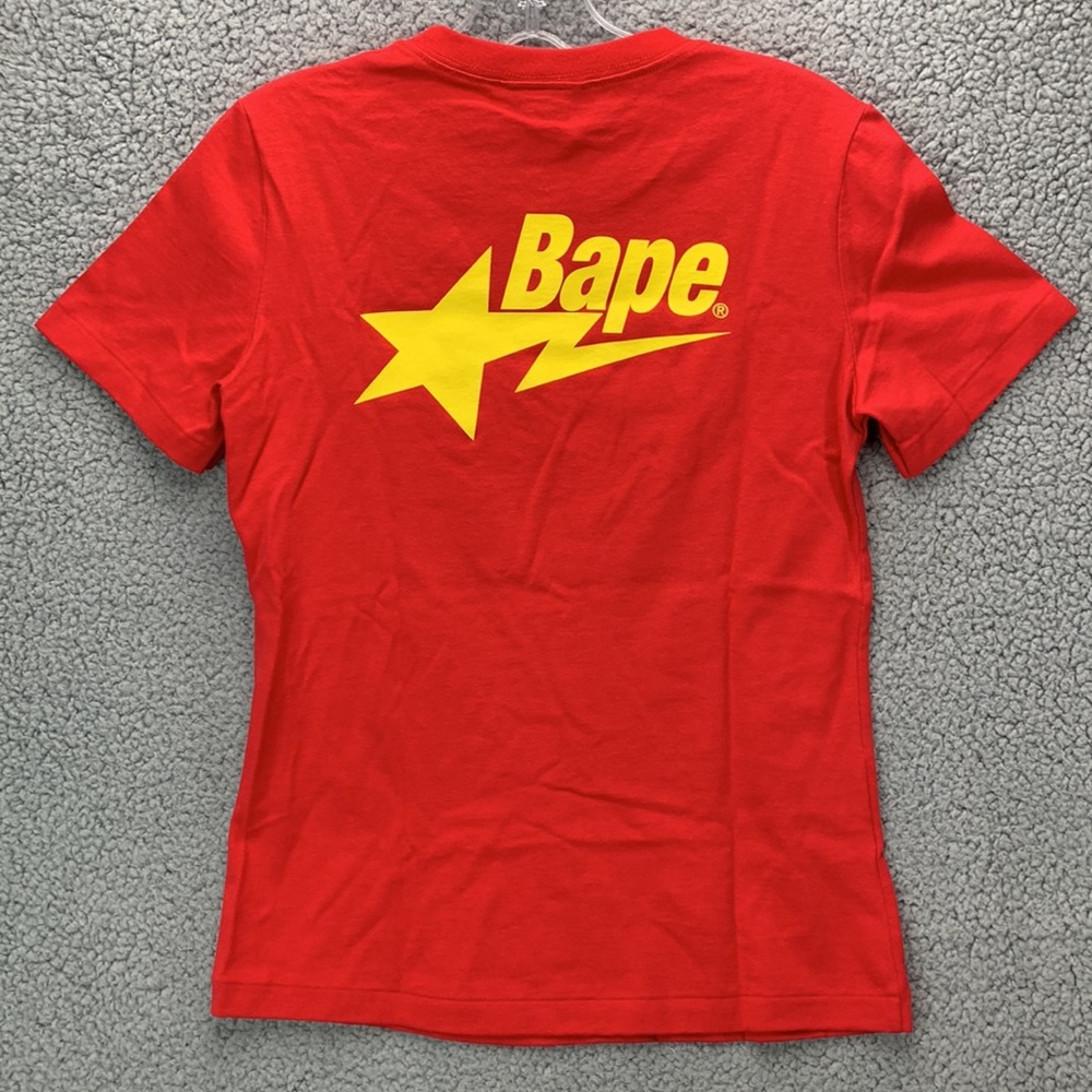 Bape Red T-Shirt with Yellow Logo